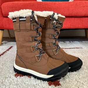 Bearpaw Desdemona Leather Waterproof Boots with Wool Blend Lining
